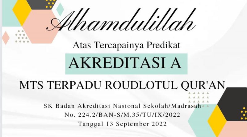MTs Terpadu RQ Terakreditasi A